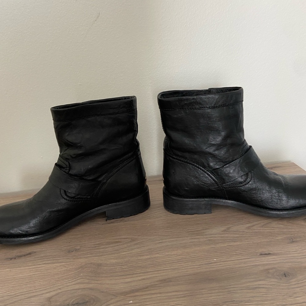 Jimmy Choo Womens 6.5 Biker Boots Black Leather Size 37 Moto Boots Soft Leather - Picture 6 of 12